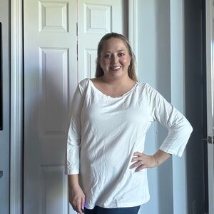 Tribal Cream 3/4 Sleeve Scoop Neck Tee – Size XL – NEW with Tags